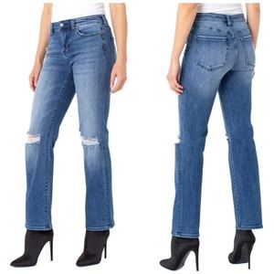 Liverpool The Straight Distressed Denim Jeans in Tellico Size 28